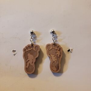 Wooden Footprint Earrings